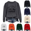Women's Casual Loose Solid Color Christmas Letter Printed Round Neck Long Sleeved Sweatshirt