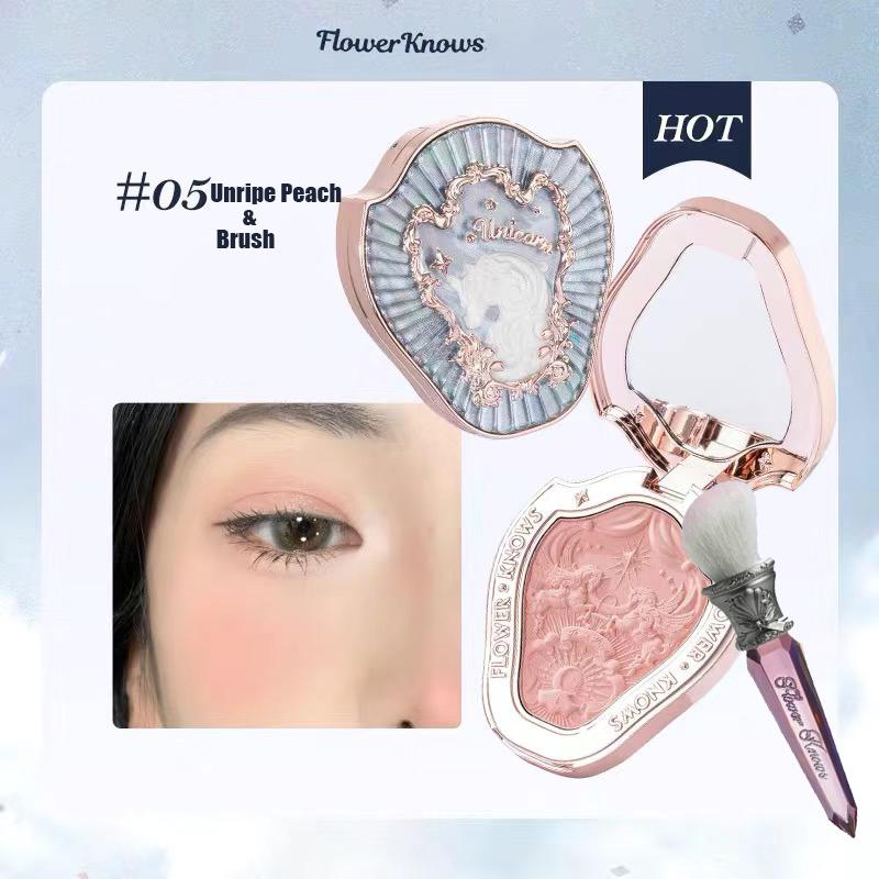 Flower Knows Swan Ballet Velvet Embossed Blush Матовый макияж Прессованные румяна Пудра Палетка Женский подарочный набор