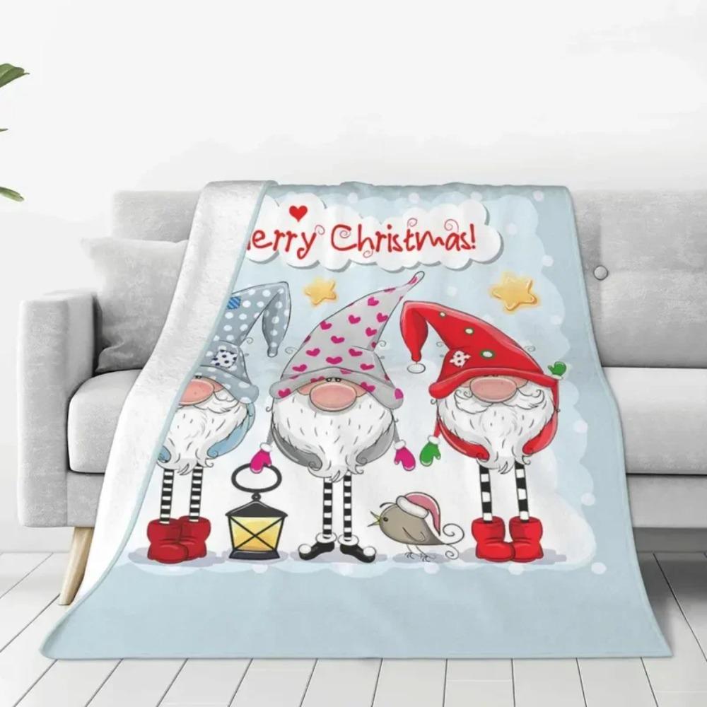 Christmas Gnome Friends Flannel Blankets New Year Awesome Throw Blankets for Home Hotel Sofa 200x150cm Rug Piece