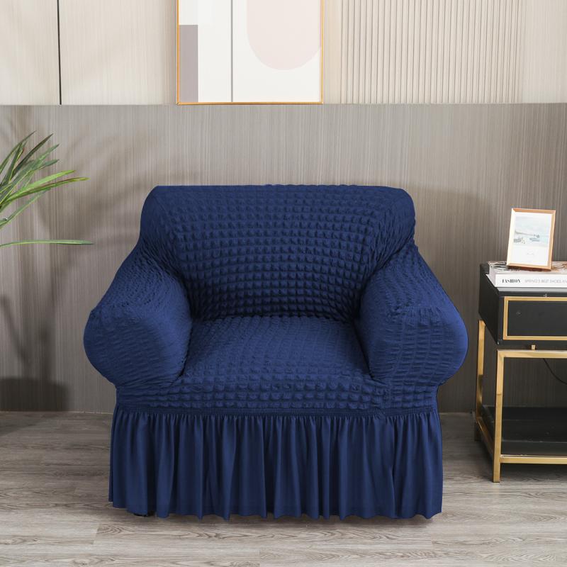 High Elastic Bubble Grid Sofa Cover 1/2/3/4 With Skirt Hem, All Season Universal Pet Anti Dirt Seersucker Sofa Cover
