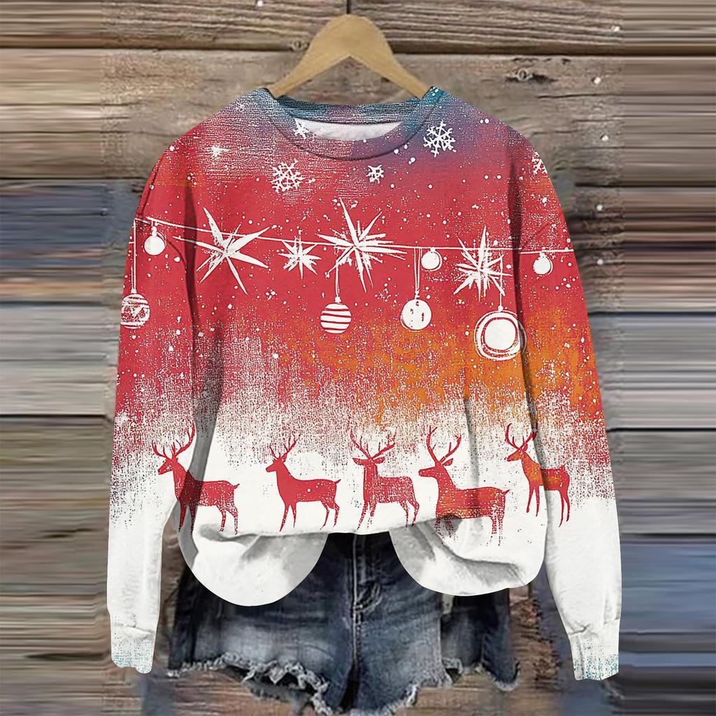 Women  Winter Tops Women's Long Sleeve Sweatshirt Casual Crewneck Loose Fit Pollover Fleece Tops