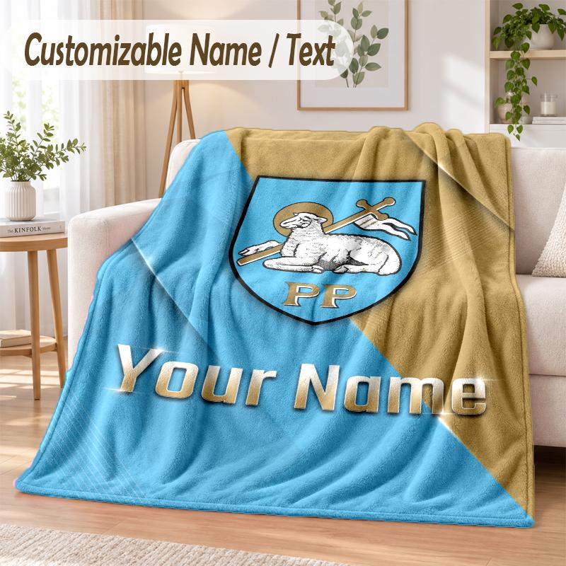 Custom Text Flannel Blanket Preston North End Print Warm Cozy Blanket Home Sofa Bedding