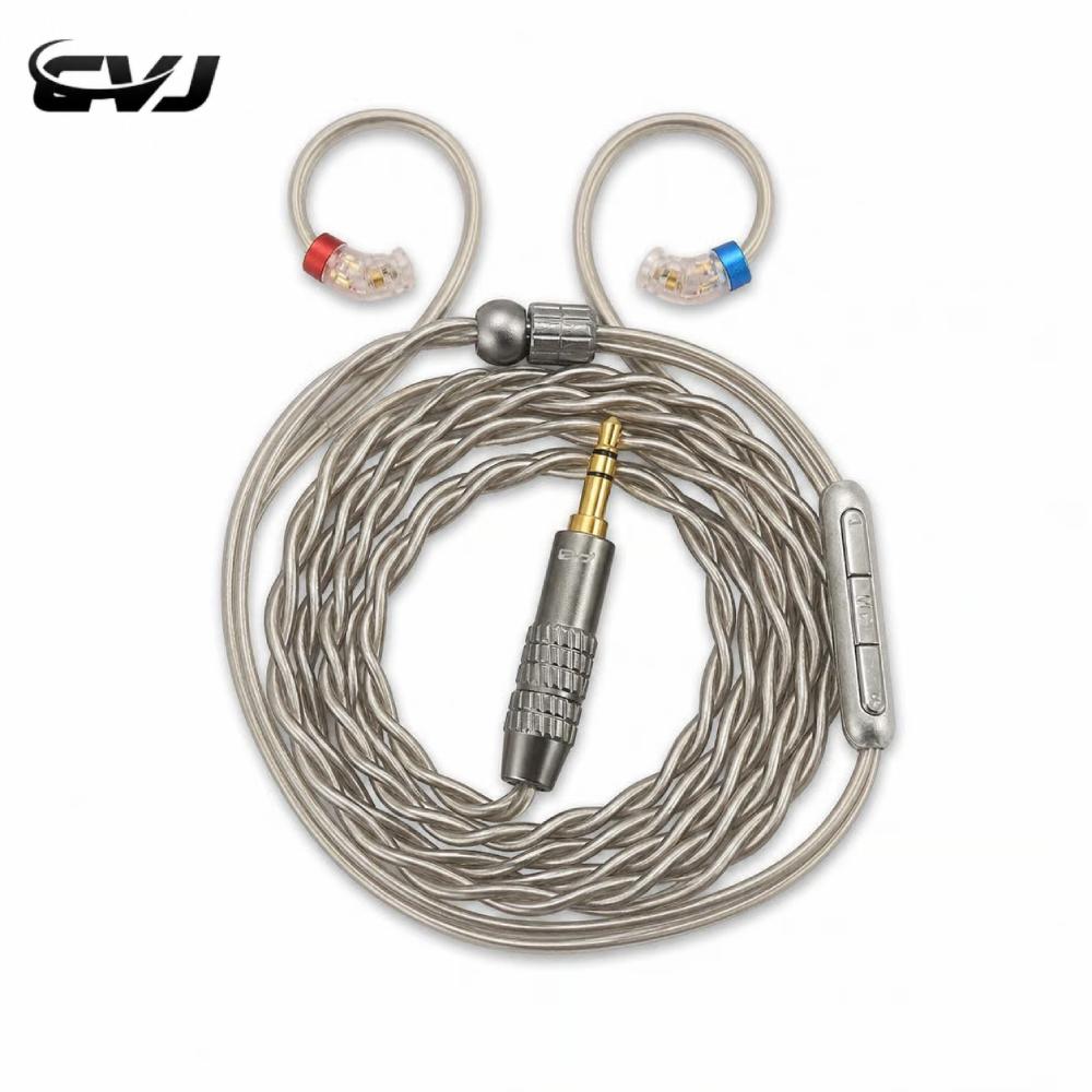 CVJ LS200 Double Twisted Silver-Plated Earphones Upgrade Cable 3.5mm Direct Insertion Plug QDC MMCX 0.78MM Optional Earphone Pin