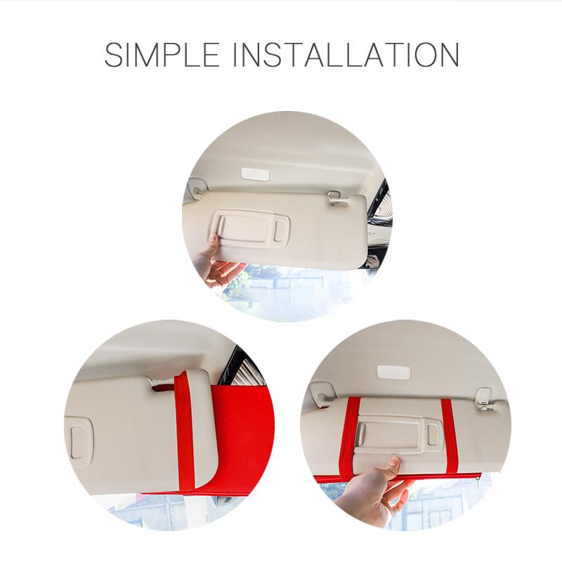 gjfp7 PU Leather Car Sun Visor Ticket Card Storage Bag Accessories For Chevrolet Cruze Sonic Silverado Trax Camaro Captiva Equinox SS