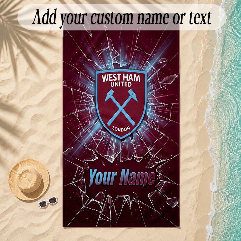 Beach TowelWest Ham United FC Custom Name Text Personalized Soft Towel for Beach Pool Indoor Home Decor Gift