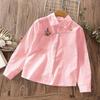 Школьная рубашка для подростков, блузка для девочек, хлопковые топы, кружевная детская одежда с длинными рукавами, весенне-осенняя одежда для маленьких детей, 6, 7, 10, 14 лет