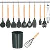 Ustensiles De Cuisine Springos® – Set D’accessoires En Silicone Et Bambou, 12 Pièces - Graphite
