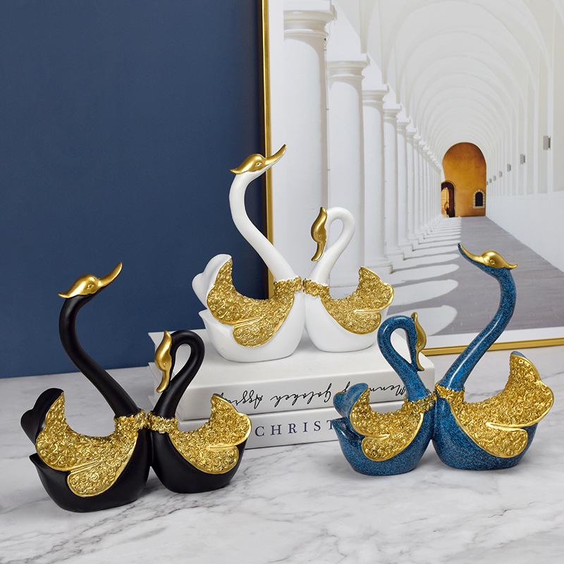 European Resin Swan Couple Ornaments: Home Decor & Wedding Gifts