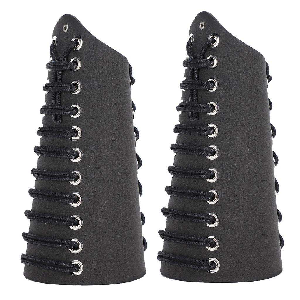 2 Sets Punk Bracer Black Outdoor PU Retractable Armband Archery Cross Strings Wristbands
