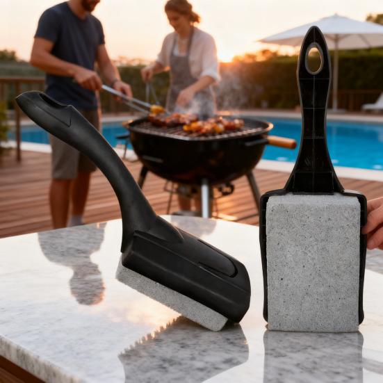 Набор чистящий камень и скребок для гриля Натуральная керамическая пемза Очиститель для гриля для решеток Плита Безопасно для духовки Не царапающие щетки для барбекю