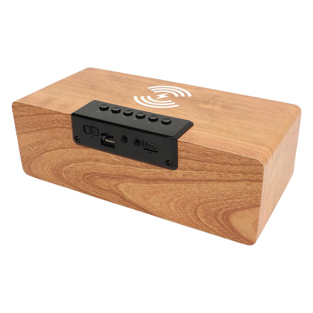 Wooden Bluetooth Speaker Alarm Clock with FM Radio Wireless Phone Charger Alarm Clock Bluetooth Speaker for Bedroom Bedside