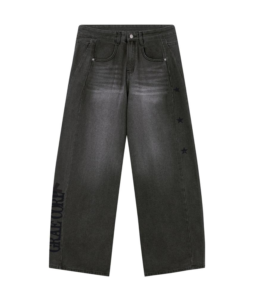 GRAVER [Унисекс] Широкие изогнутые джинсы Urban Star_2 цвета