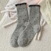 Polka Dot Wool Socks Children'S Stacking Socks Season Warm Retro Color Matching Lace Winter Velvet Thickened Stacking Socks