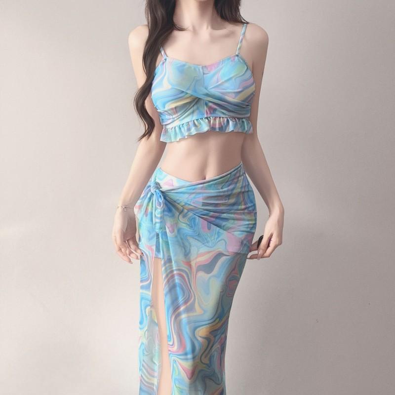 Split Swimsuit Women's Bikini Three-piece Seaside Vacation Conservative Belly Cover Slimming Hot