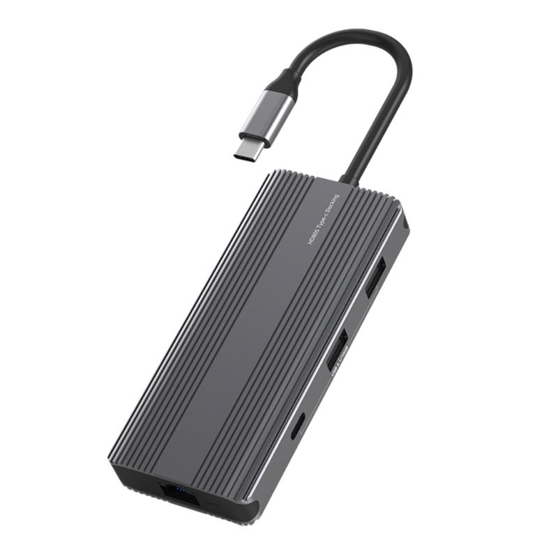Алюминиевый концентратор TypeC e Rj45 1000M PD100w для HDTV ноутбука SSD адаптер док-станция USB