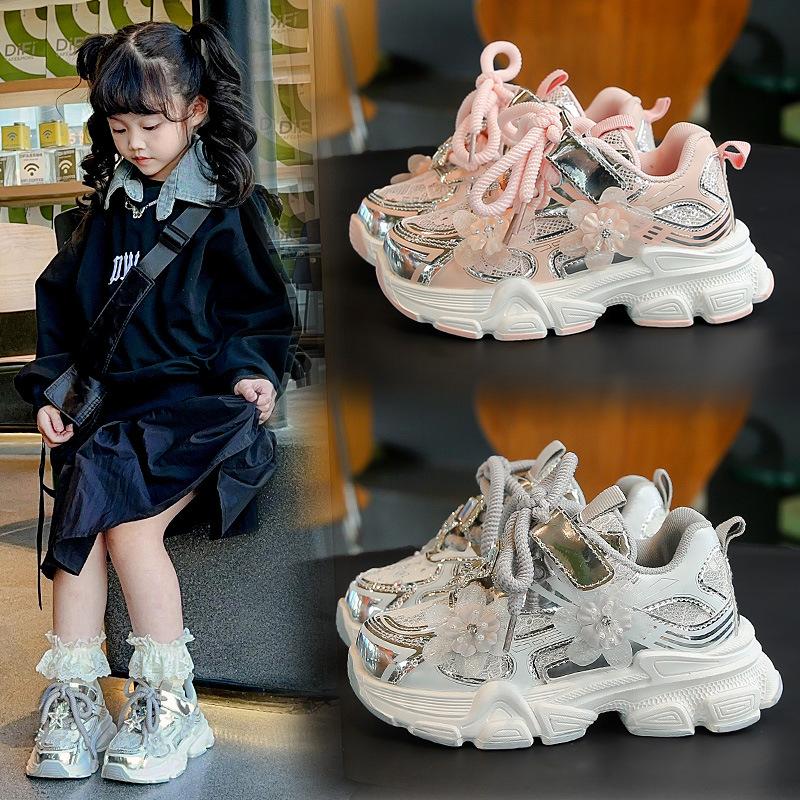New autumn style girls' shoes, children's casual sports shoes, princess dad shoes for girls, popular online