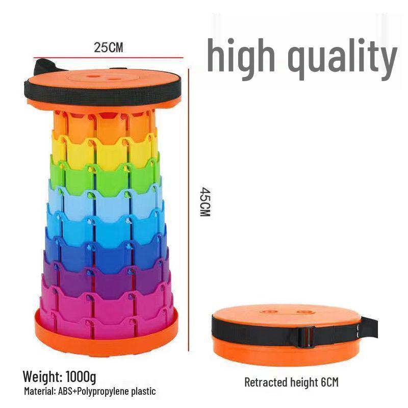 Телескопический складной уличный стул: Портативный, Утолщенный Пластик для Путешествий, Рыбалки, Балкона или Очереди.