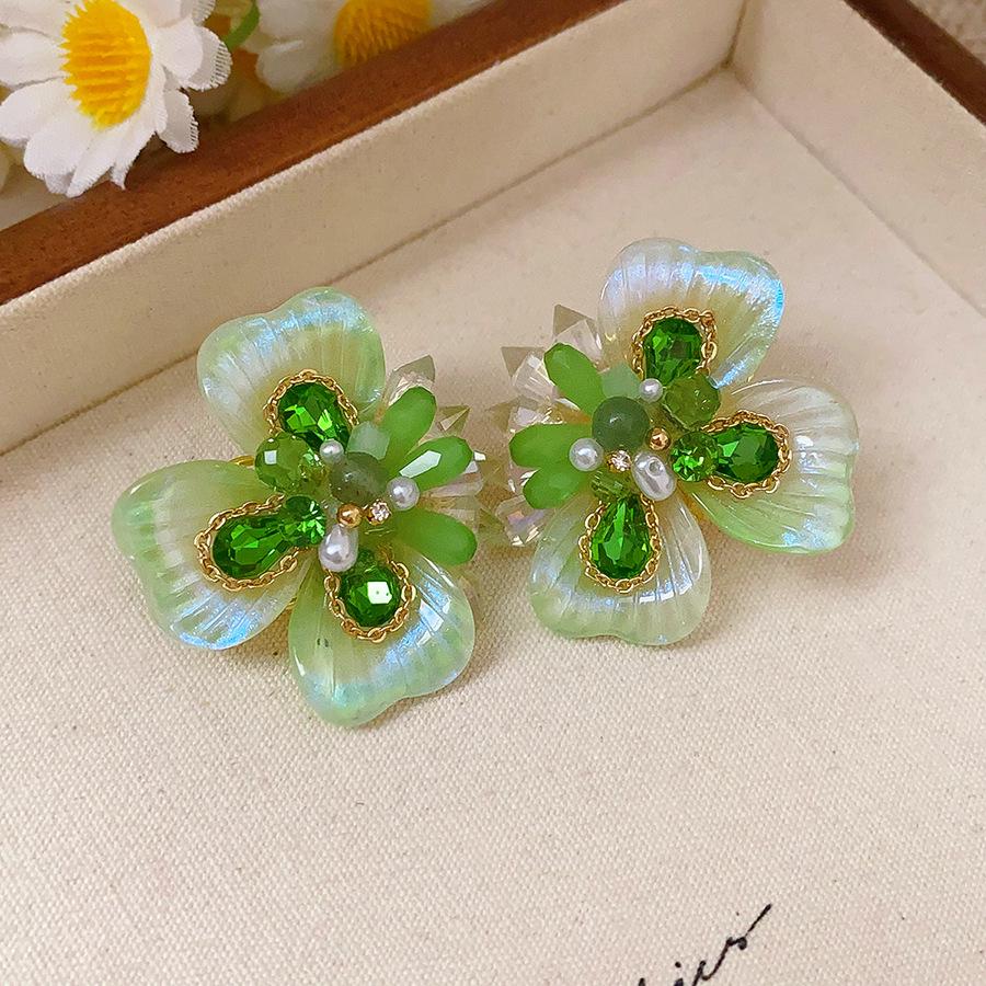 Серьги-кисточки из стекла с цветочным узором в стиле Мори, Игла из серебра – Элегантный дизайн высокого класса