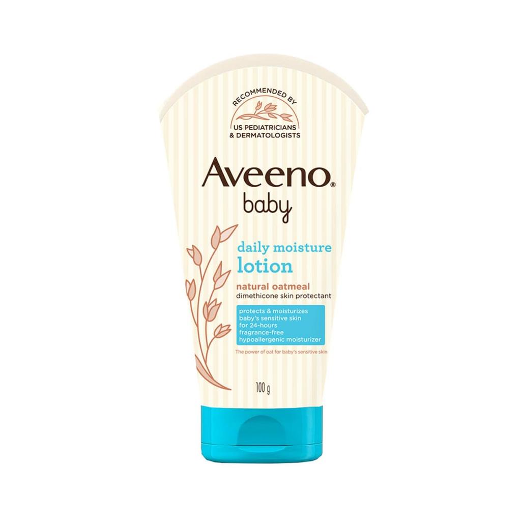 Aveeno Baby Daily Moisture Lotion 100g | Oat Flour, Glycerin, and dimethicone | Nourishes, soothes, & Protects Baby's Sensitive Skin