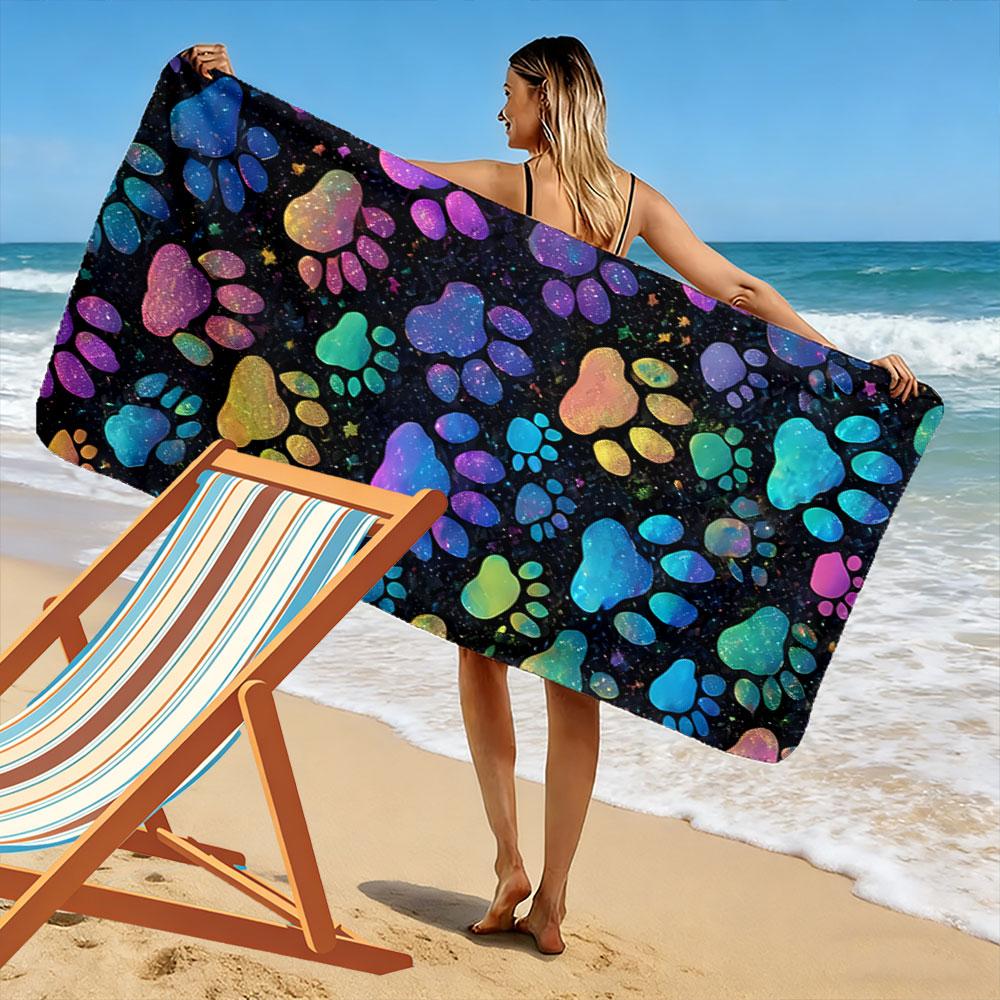 Galaxy Paw Print Beach Towel Beach Towel Quick-drying for Travel Outdoor Sports Jogging Beach and Swimming