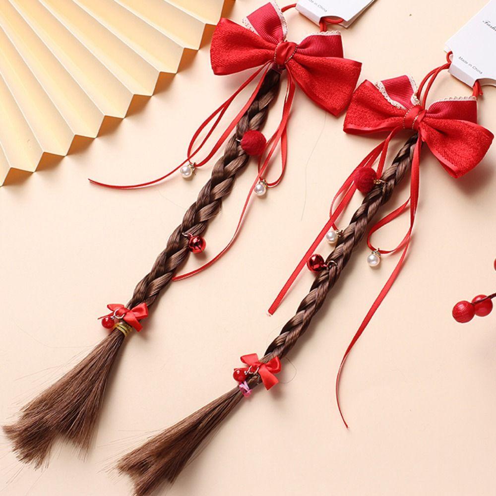 Tassel Hanfu Red Hairpin Bow New Year Headwear Hair Accessories Children Braided Ponytail