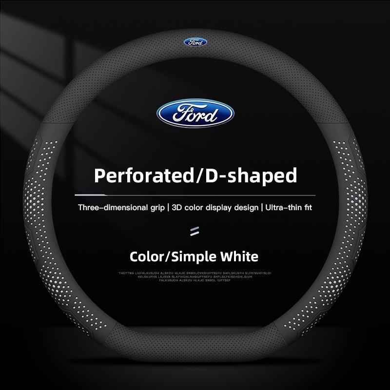 38cm Leather Car Steering Wheel Cover For Auto Steering Wheel Cover For Ford ST Line Focus Mustang Fiesta Puma Ranger Kuga MK7 FE7
