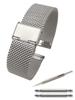 Calm Watch Mesh Milanese Stainless Steel Straight 18mm 24mm Strap, Bracelet, Link, Polished, - (18mm, Silver)