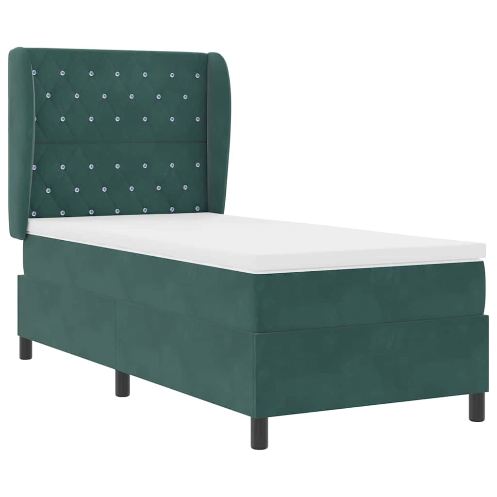 Box Spring Bed with Mattress Dark Green 190 x 90 cm Velvet
