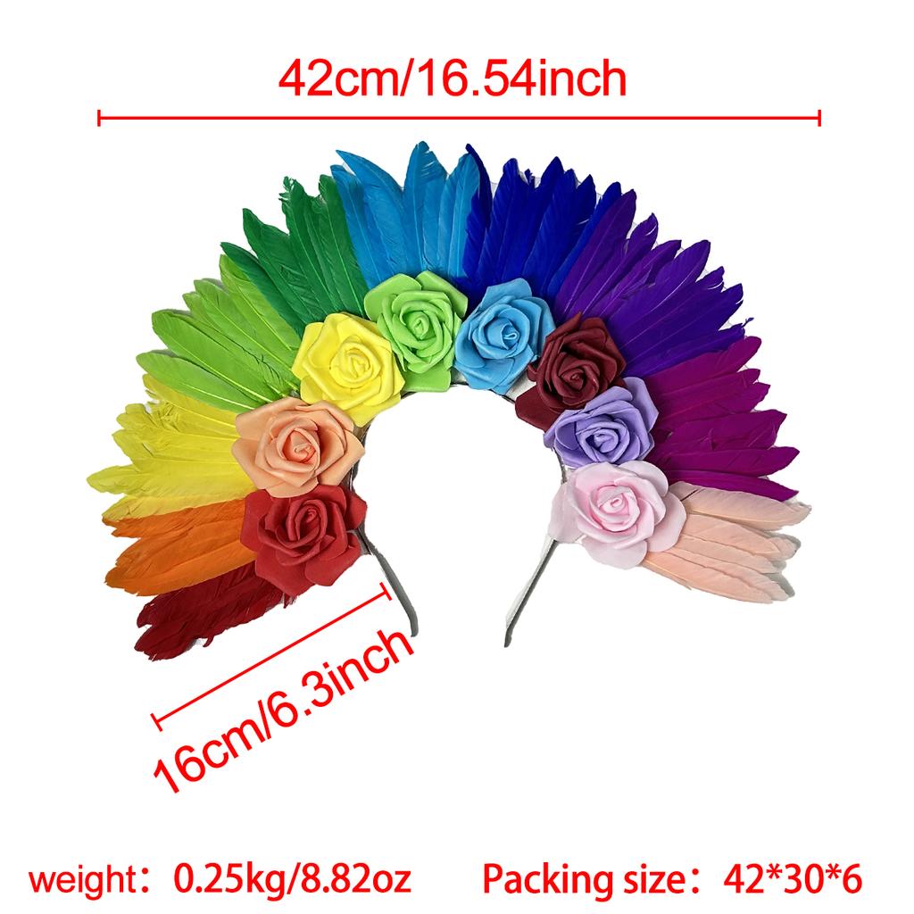 Handmade Soft Feather Headpieces Carnival Halloween Floral Headband Rose Customized Color Custom Size Wedding Favors Parties