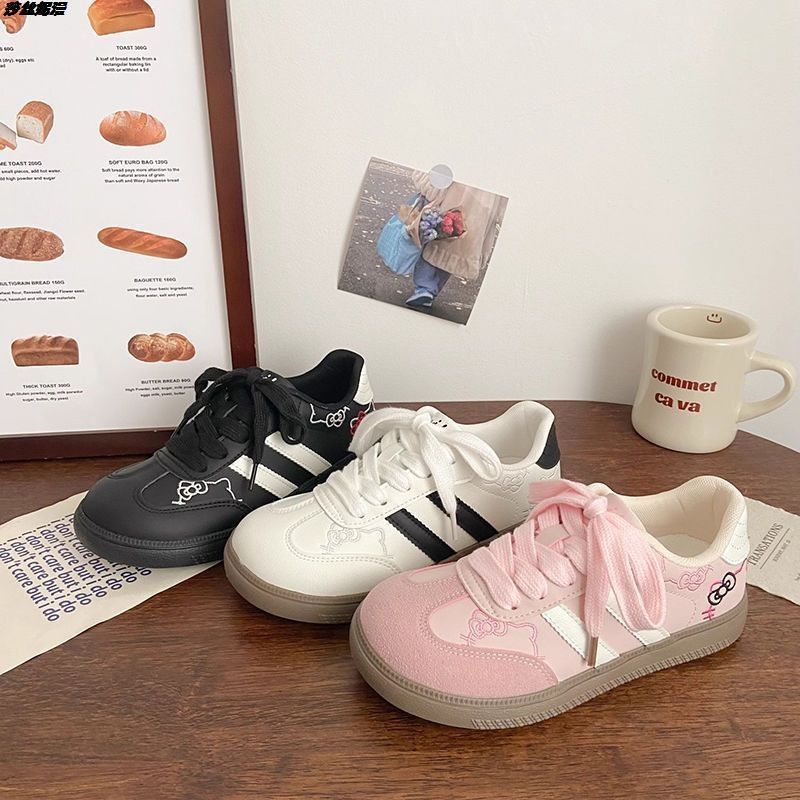 Милые вышитые туфли для моральной подготовки с кошечкой КТ, женские весенне-осенние новинки, корейские нишевые шикарные универсальные кеды, повседневные женские