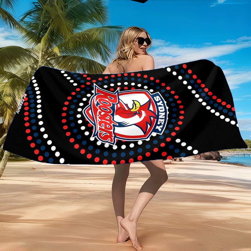 Пляжное полотенце с символикой команды Sydney Roosters, Быстросохнущее, Легкое в уходе, Подходит как для занятий спортом, так и для пляжного отдыха, Спортивный незаменимый аксессуар
