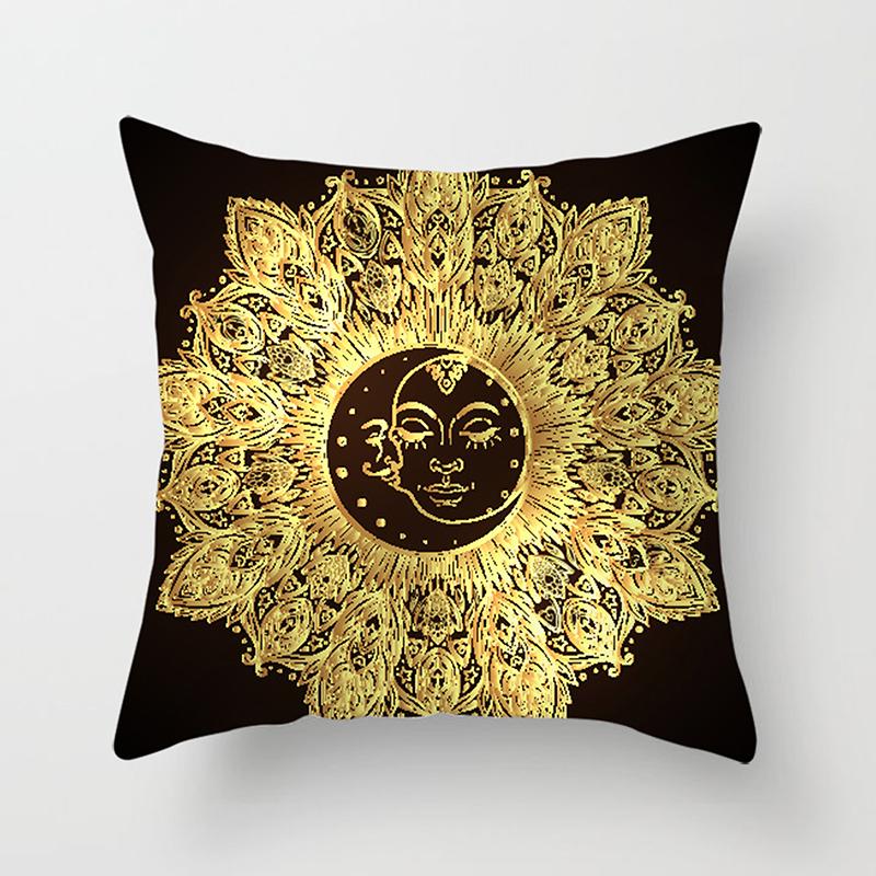 Home Bedroom Living Room Sofa Cushion Cover Decoration Sun Moon Mandala Series Pattern Printing Pillowcase