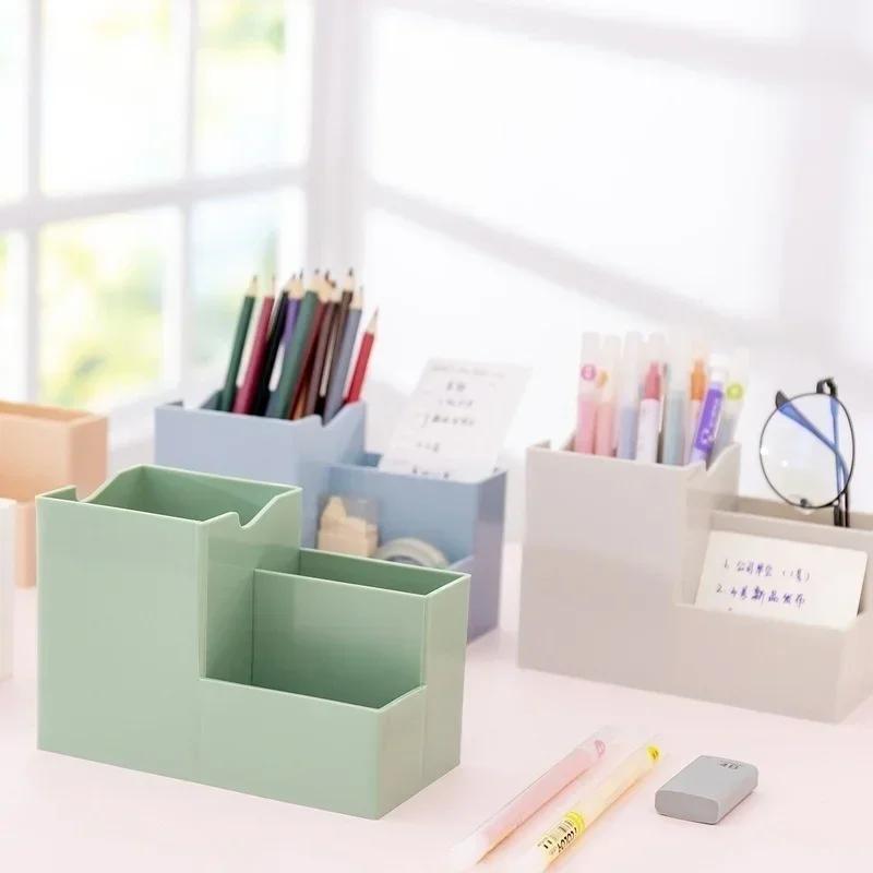 Multi-function Desktop Pen Holder School Supplies Storage Case Colorful Plastic Box Office Desk Accessories Pencil Organizer