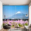 Romantic Cherry Blossom Pattern Curtain Mount Fuji Landscape Decor Curtain Japanese Sushi Nikki Restaurant Window Curtain 2PCS