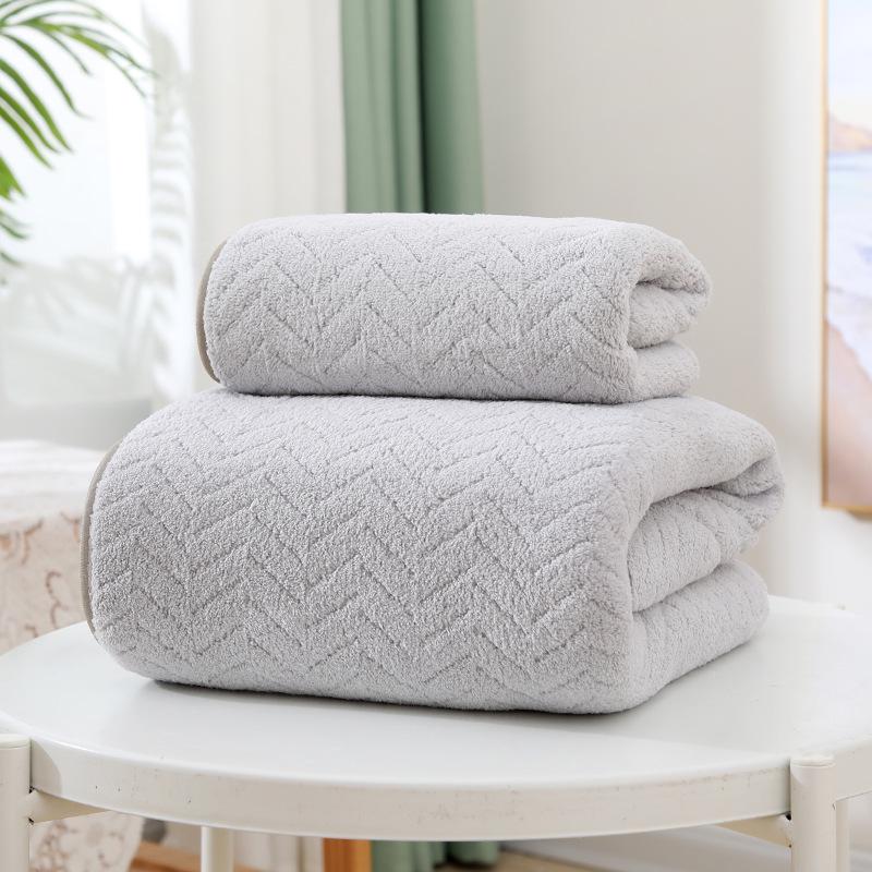 Soft Absorbent Warp-Knit Coral Fleece Towel with Thin Stripes - Thickened Face Wash Towel with Customizable Logo
