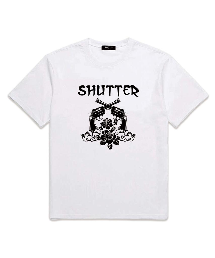SHIRTER Розовая Пистолет Короткий Рукав Футболка (Ss005) белый