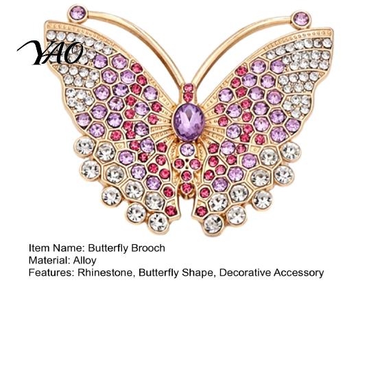 Shirts Lapel Pins Rhinestone Butterfly Brooch for Women, Vintage Insect Pin, Alloy Pin Decorative Accessory Clothes Scarf Shawl Dress Bag Retro