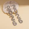 Rhinestone 2026 Jewelry Suit Exaggerated 2026 Necklace Vintage Happy New Year Earrings  Christmas