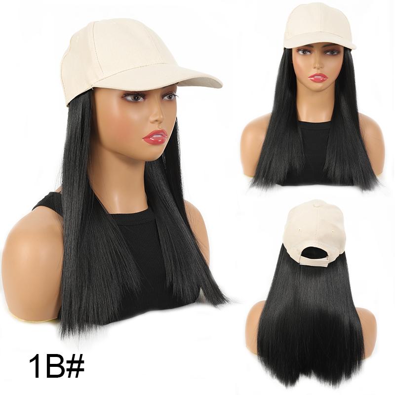 Белая кепка-утконос, длинный прямой парик, синтетический парик для женщин, удобный в ношении, регулируемый размер для ежедневного использования