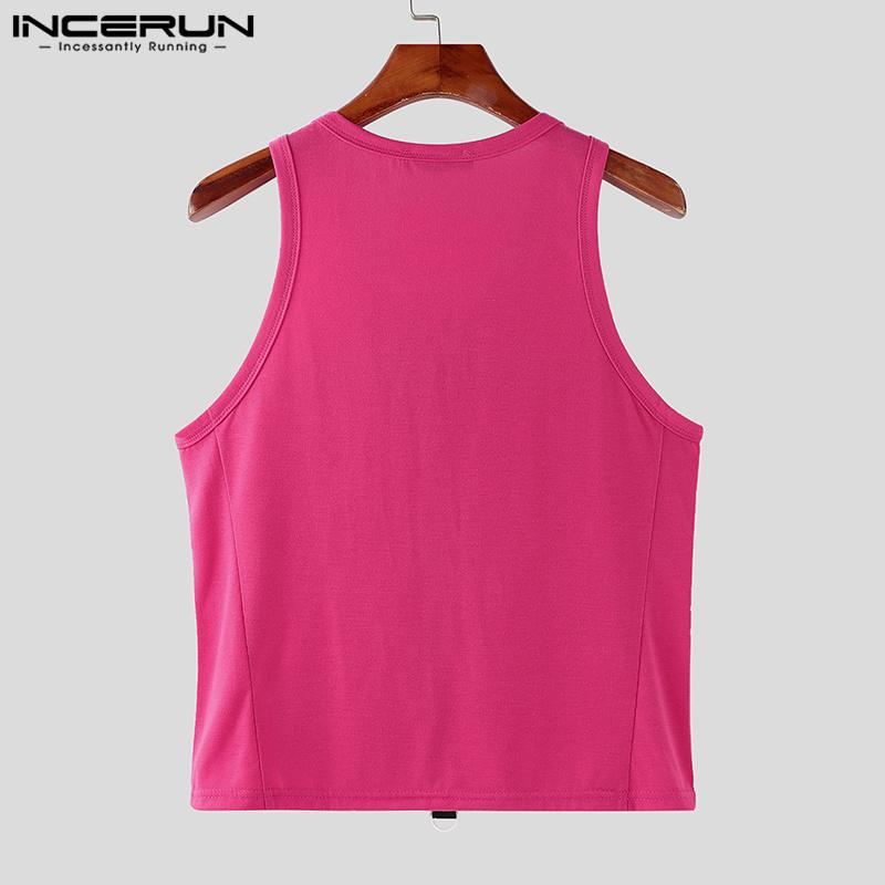 INCERUN Летние мужские футболки без рукавов с бретельками, майки-борцовки