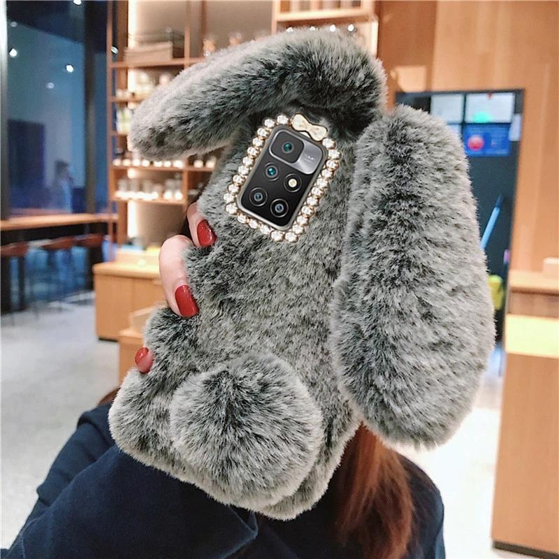 Cute Warm Winter Rabbit Plush Phone Case For Xiaomi 11T Pro 11 Lite 10T Poco F3 X3/Redmi 10 9 9A 9C 9T 8 8A Note 11 10 8T 9 pro/Samsung/huawei/iphone