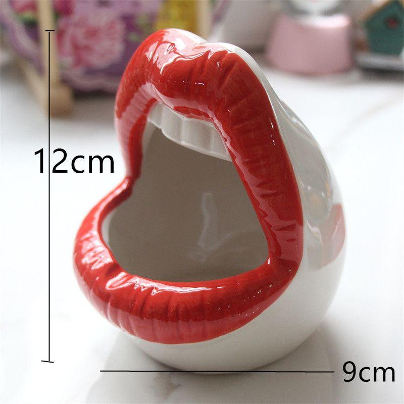 French Fries Plate Funny Mouth Red Lips Shaped Ceramic Food Boats Ice Cream French Fry Cup Holder For Restaurant Party Home