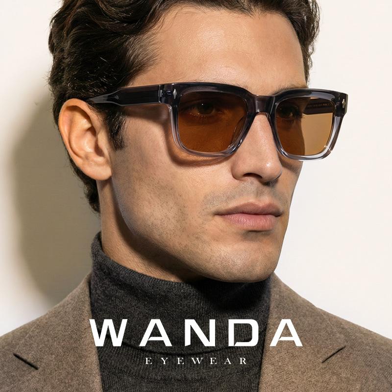 European and American retro square frame polarized sunglasses for men s316Women's plastic sunglasses for sun protection, driving, traveling, and