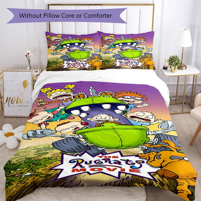 3pcs Rugrats in paris1 Design Cover Set - HD Printed Bedding with 1 Cover and 2 Pillowcases - Perfect for Home and Dorm Decor