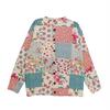 Женский кардиган с геометрическим пэчворком с 3D-принтом на пуговицах - Круглый вырез, Длинный рукав, Вязаный свитер для весны/осени