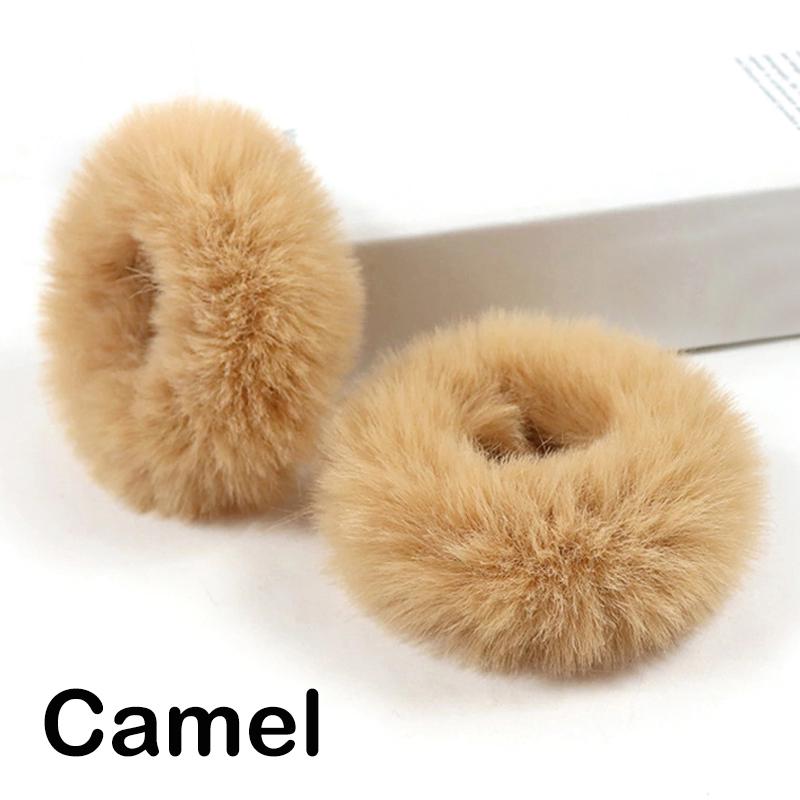 Fashion Luxury 2 Fluffy Pieces Child Girl Fluffy Furry Scrunchies Hair Scrunchies Bands Ring Ponytail Holder Hairwear Hair Decoration