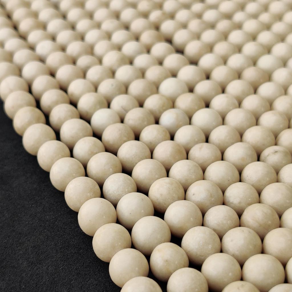 Natural Matt Fossil Jasper River Stone Beads, 6mm 8mm 10mm Size Beads, Tan Beige Cream Beads, 14-15 Inch Strands Beads.