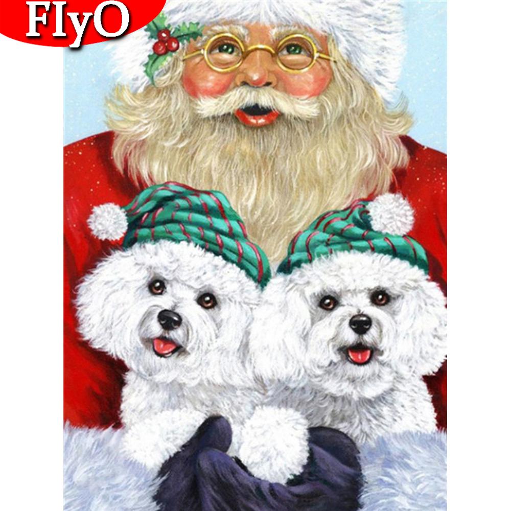 Полная площадь Алмазная картина Рождественская собака 5D Алмазная вышивка Санта-Клаус Мозаика Распродажа Животное Украшение дома