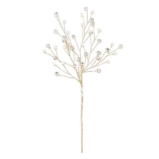 Winter Themed Party Decor Faux Crystal Christmas Tree Picks with Bendable Wire, Acrylic Pearl Sprays DIY Crafting Supplies for Ornaments Holiday