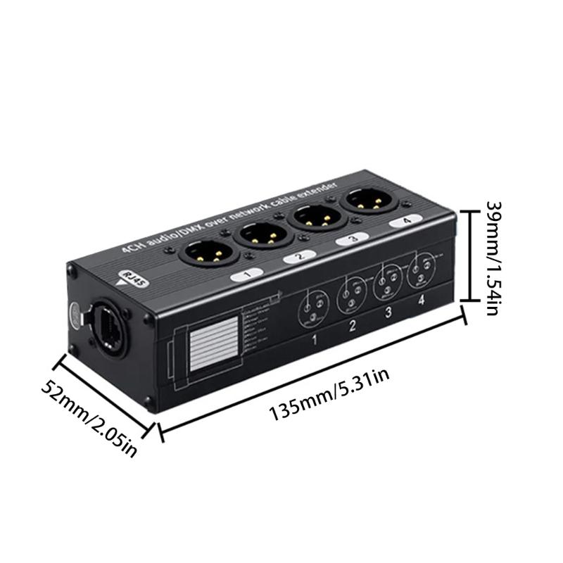 Профессиональный 4-портовый XLR-конвертер по Ethernet для передачи звука без шума Аудио-удлинитель